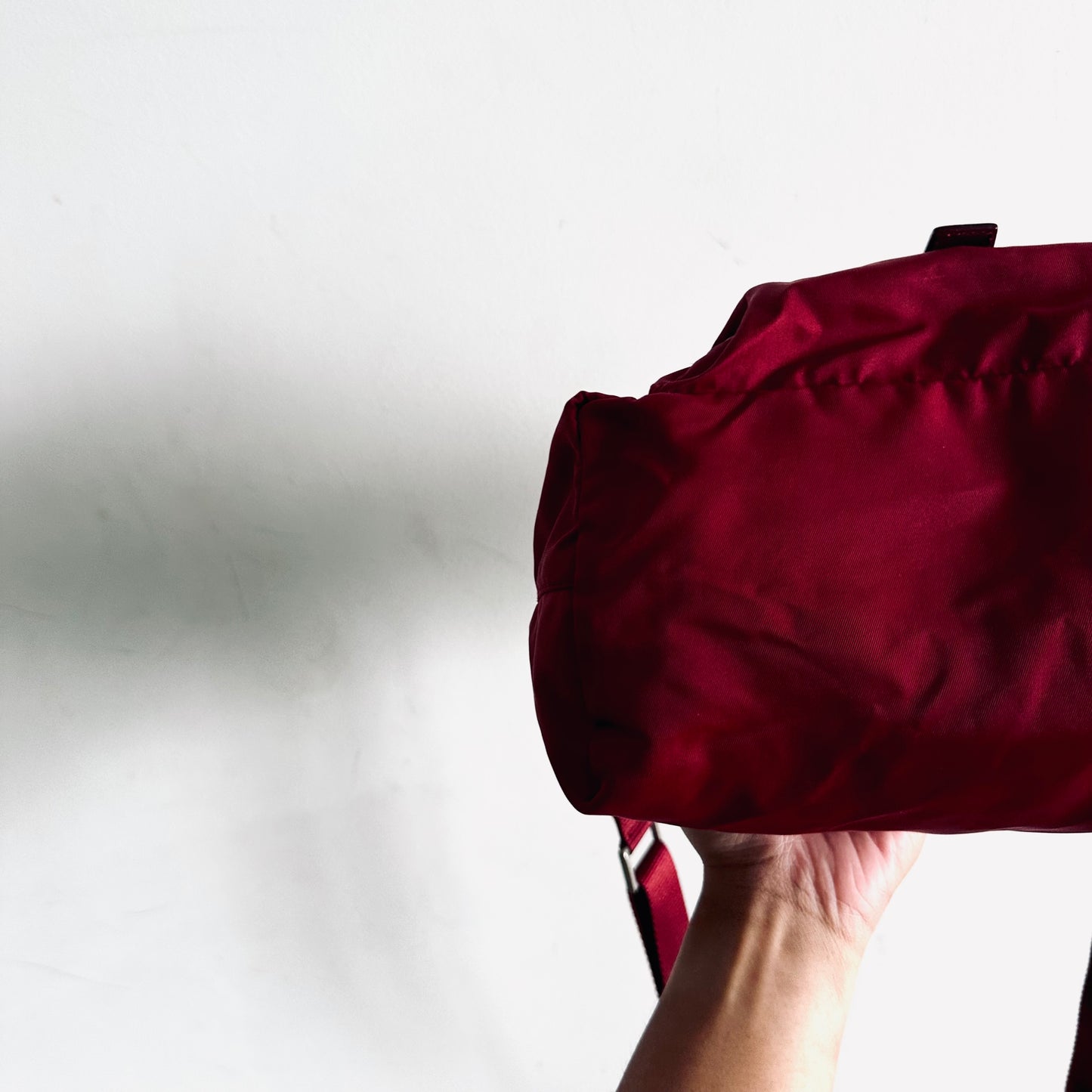 Prada Maroon Red Tessuto Classic Logo Nylon & Leather Flap Shoulder Sling Bag