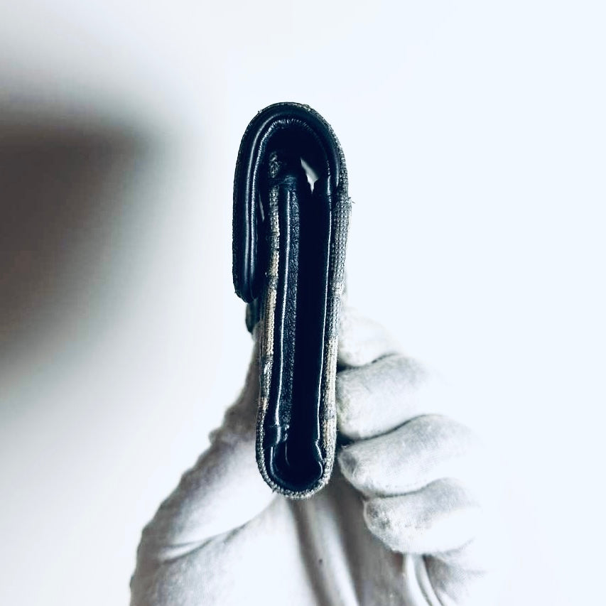 Christian Dior CD Saddle Lotus Navy Blue GHW Oblique Monogram Logo Flap Trifold Compact Wallet