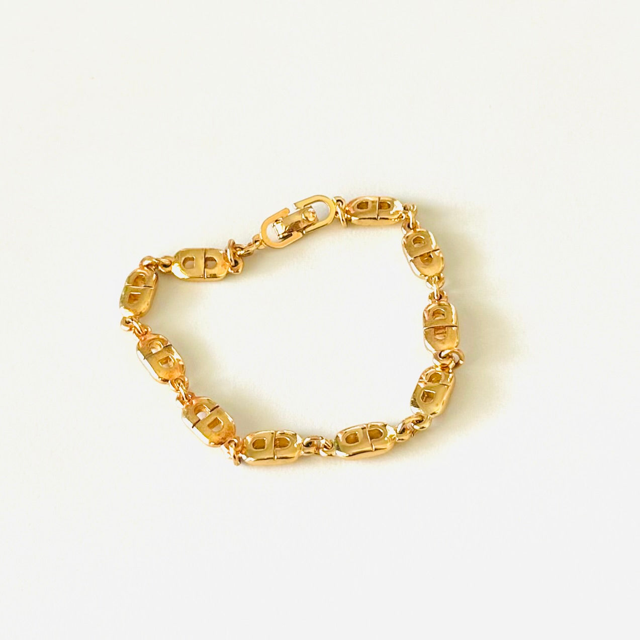 Christian Dior CD Signature Classic Gold All Over Monogram Logo Bracelet