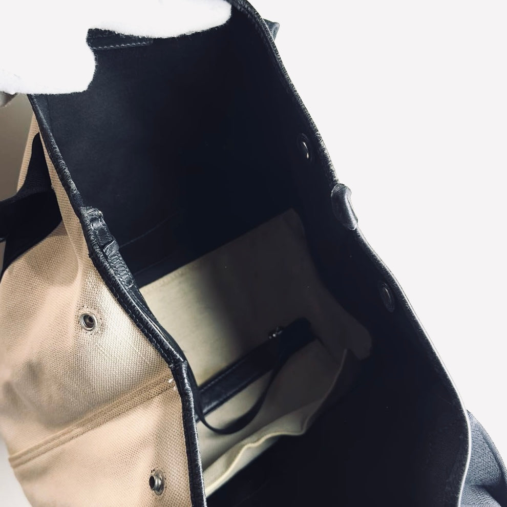 Balenciaga Cabas Black / White Logo Small S Structured Shoulder Tote Bag With Pouch