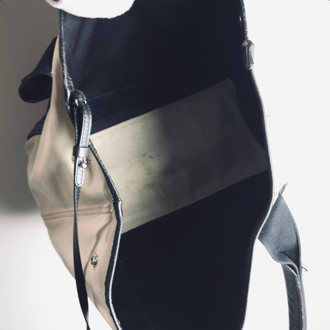 Balenciaga Cabas Black / White Logo Small S Structured Shoulder Tote Bag With Pouch