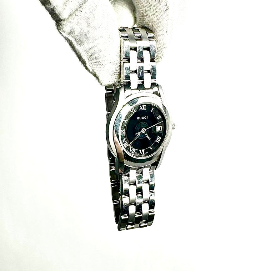 Gucci Stainless Steel Black Round Dial 25MM Quartz 5500M Watch