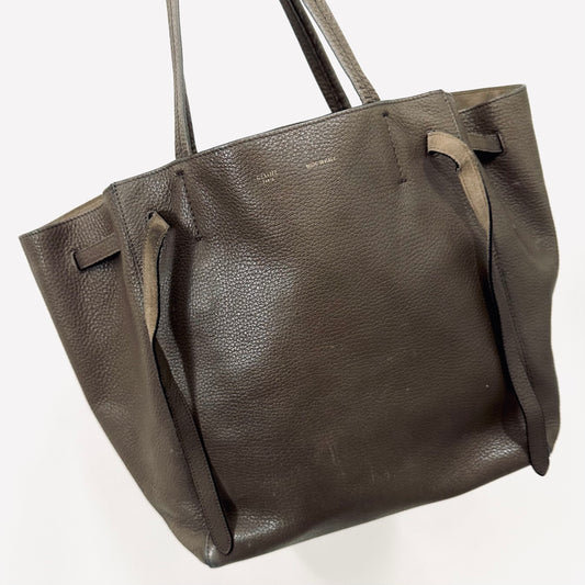 Celine Taupe GHW Cabas Phantom Medium Monogram Logo Shopping Shoulder Tote Bag Soft Grained Calfskin