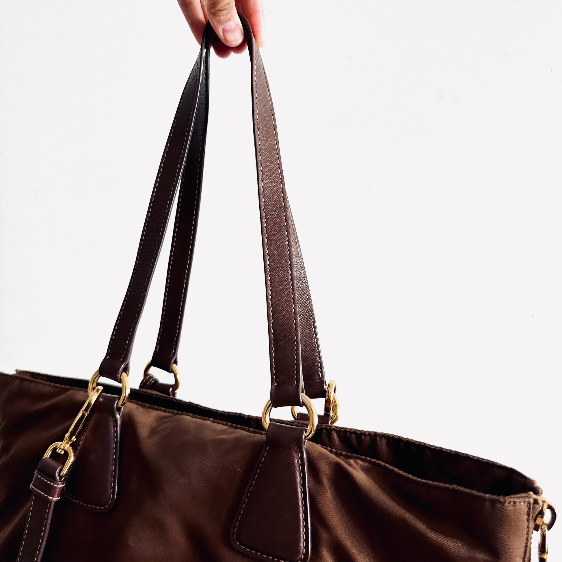 prada brown nylon tote