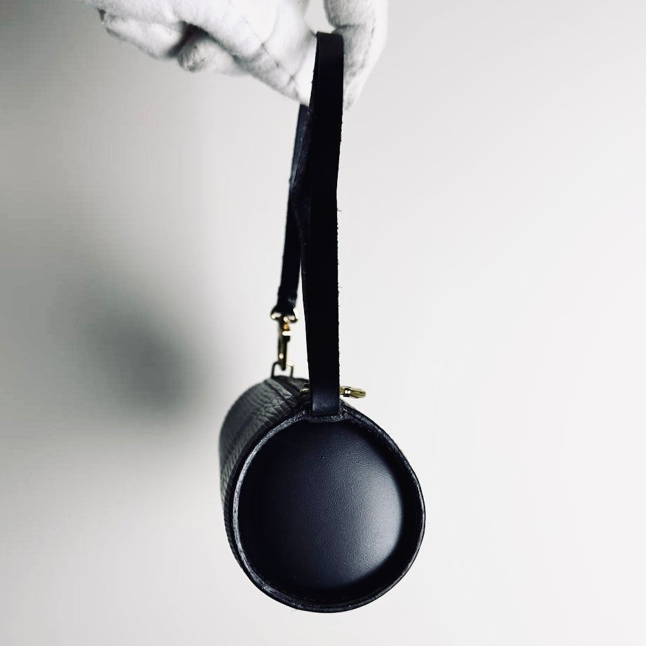 Louis Vuitton LV Black Epi Leather Monogram Logo GHW Papillon Roller Pochette Accessories Accessoires Shoulder Bag