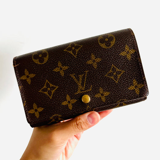 Louis Vuitton LV Porte Elise Monogram Logo GHW Flap Compact Bifold Wallet