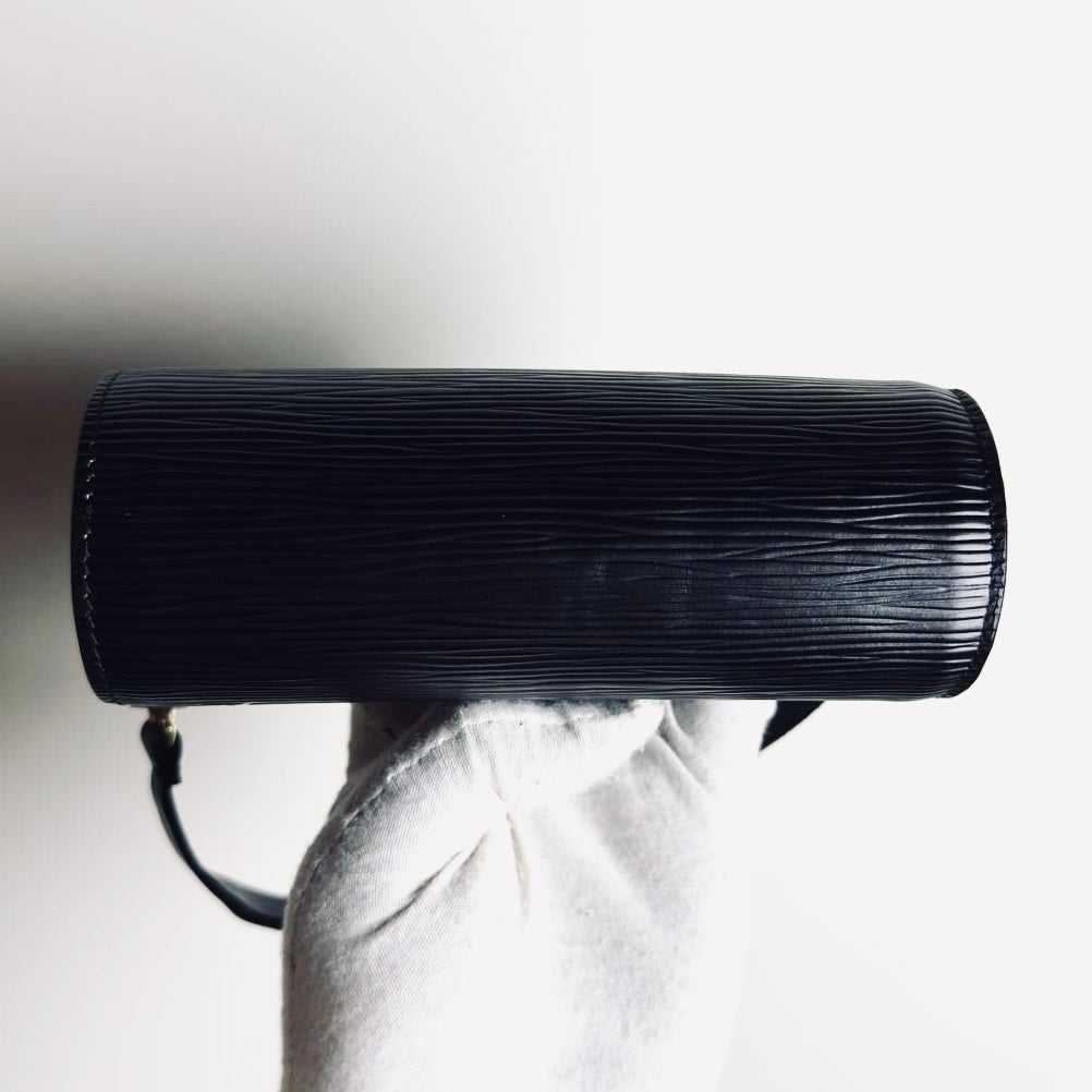 Louis Vuitton LV Black Epi Leather Monogram Logo GHW Papillon Roller Pochette Accessories Accessoires Shoulder Bag