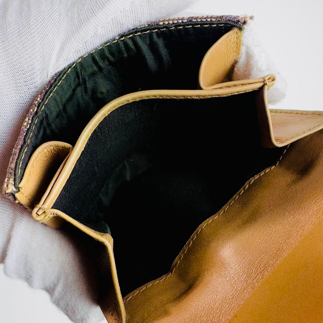 Christian Dior CD Brown GHW Saddle Lotus Oblique Monogram Logo Flap Bifold Compact Wallet