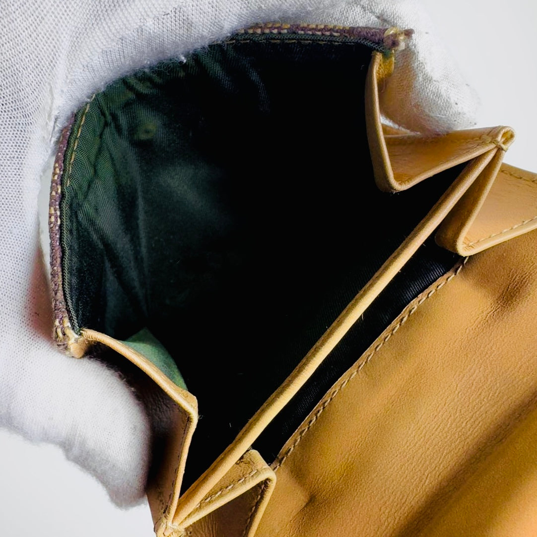 Christian Dior CD Brown GHW Saddle Lotus Oblique Monogram Logo Flap Bifold Compact Wallet