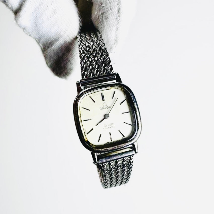 Omega De Ville Square Dial Stainless Steel Quartz Vintage 23mm Watch