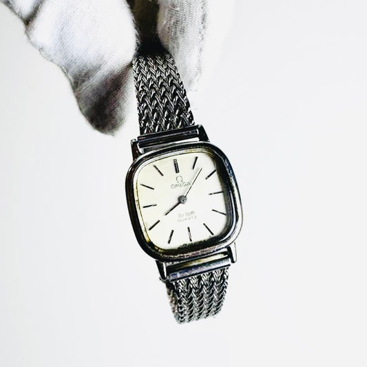 Omega De Ville Square Dial Stainless Steel Quartz Vintage 23mm Watch