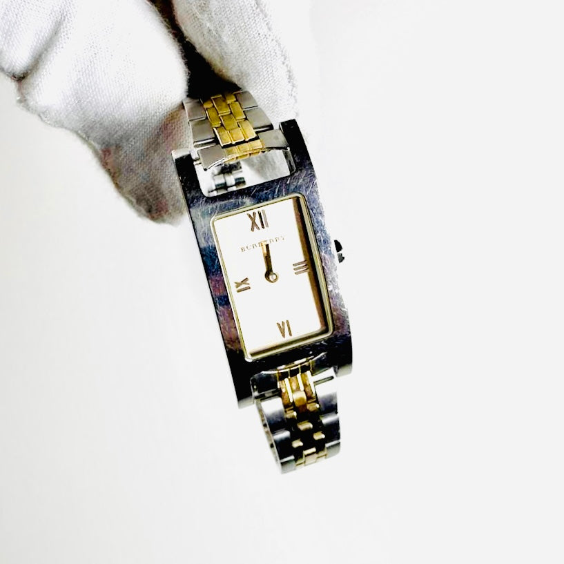 Burberry Gold & Stainless Steel Two Tone Monogram Logo Quartz 18mm Watch