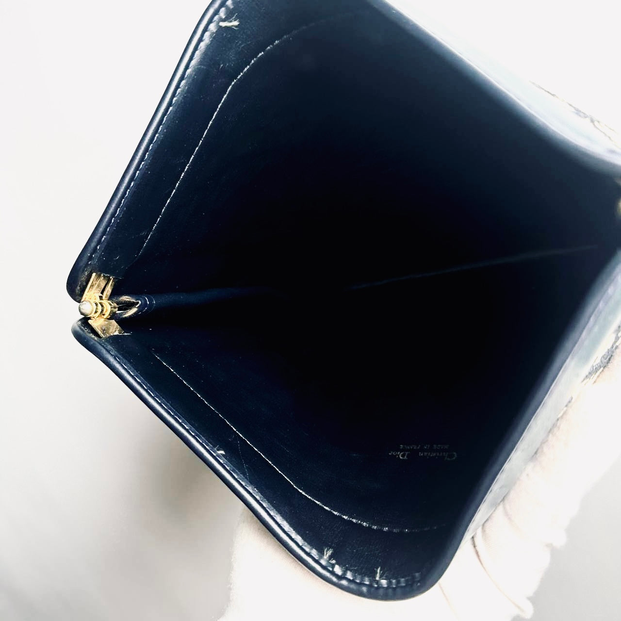Christian Dior CD Navy Blue GHW Oblique Monogram Logo Clutch Case Pouch