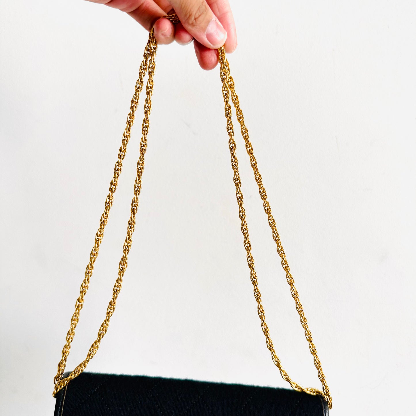 Chanel Black GHW CC Logo Quilted Jersey 2-Way Vintage Flap Mini Shoulder Sling Bag Pre Series