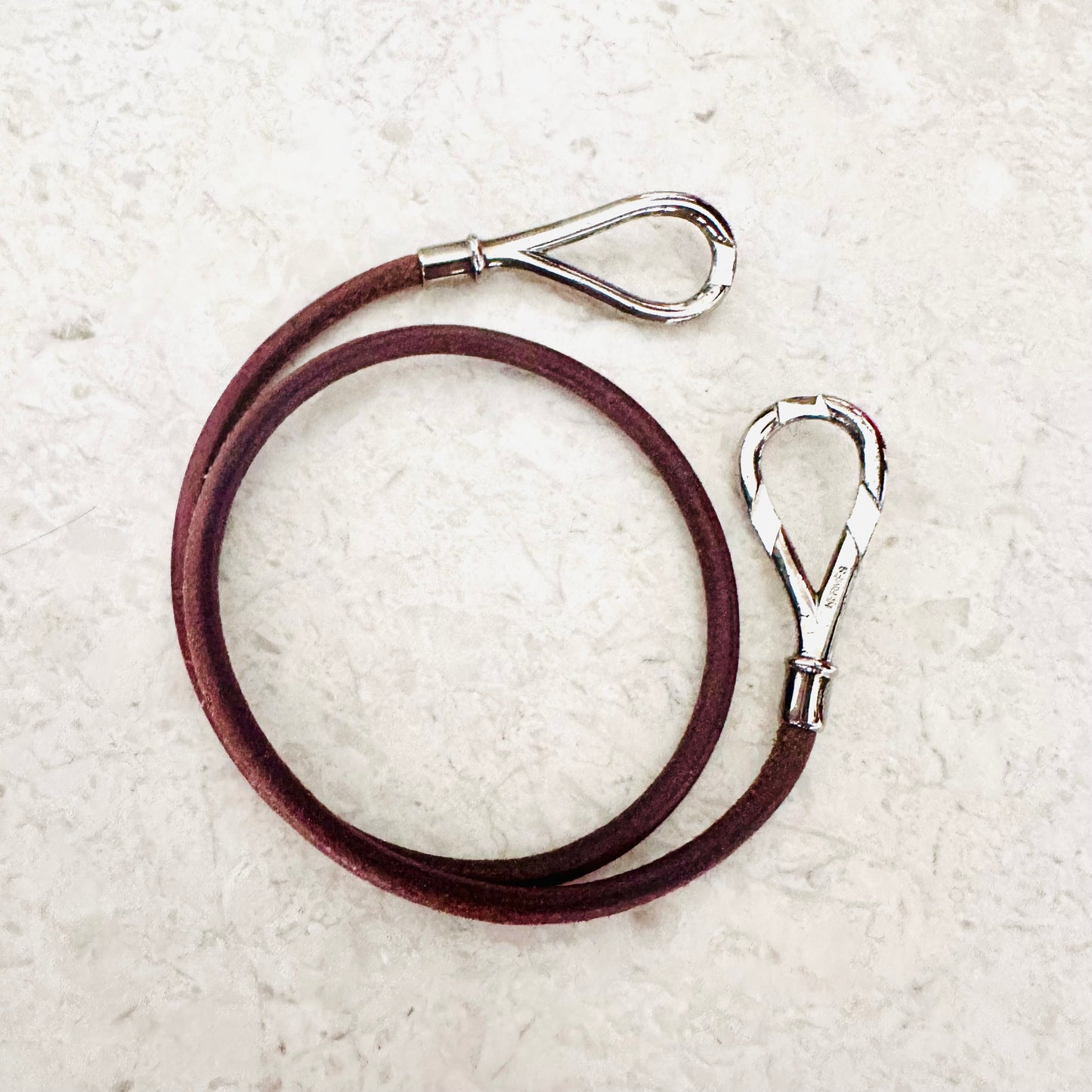 Hermes Jumbo Brown Silver Hardware Double Tour Leather Bracelet