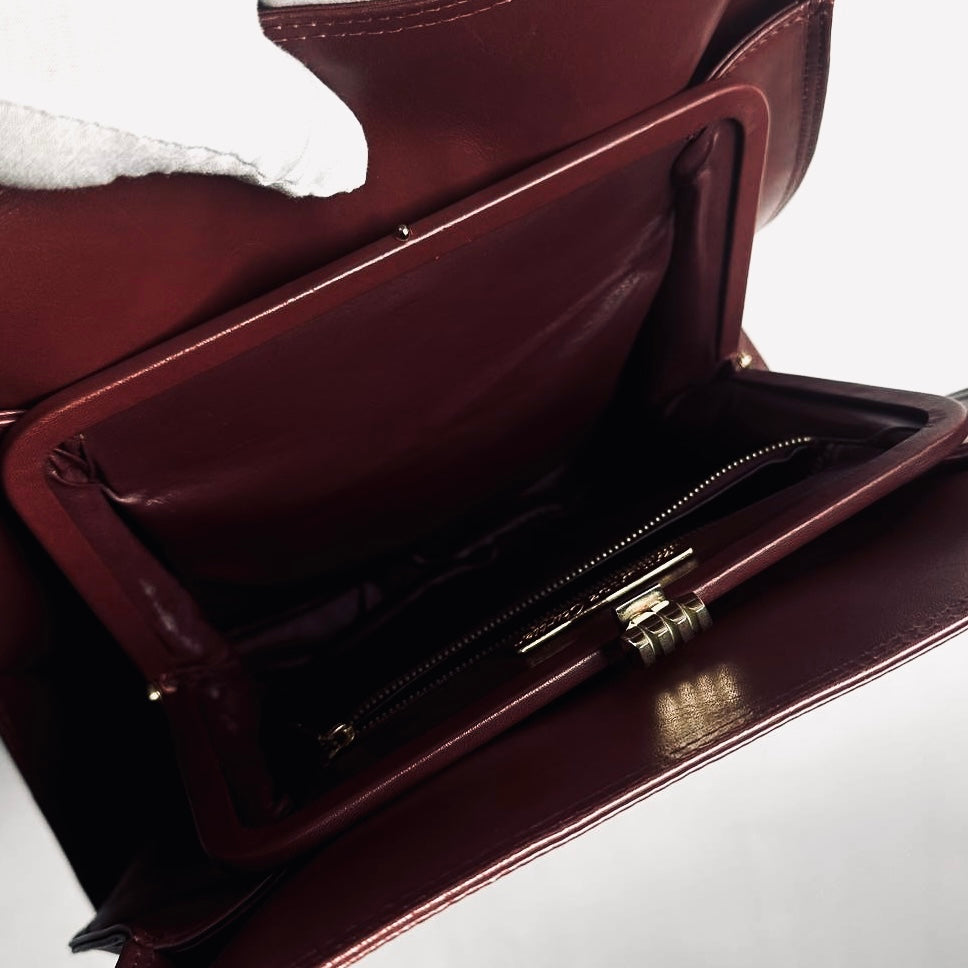 Cartier Must / Mast de Cartier Burgundy Maroon Red GHW Monogram Logo Smooth Leather Shoulder Shopper Tote Bag