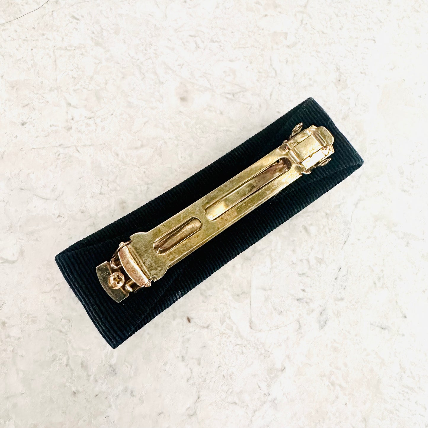 Salvatore Ferragamo Vara Monogram Logo Gold & Black Hairclip Barette Clip