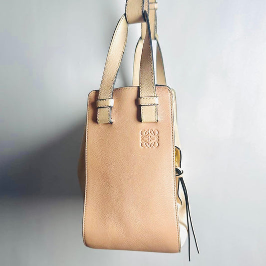 Loewe Small Hammock Sand Beige / Pink GHW Calfskin Anagram Monogram Logo 2-Way Top Handle Shoulder Sling Bag