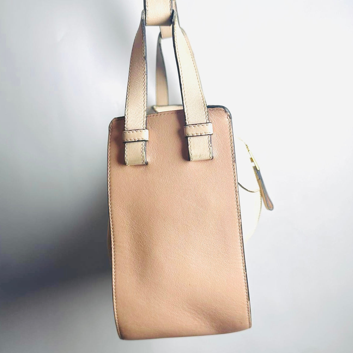 Loewe Small Hammock Sand Beige / Pink GHW Calfskin Anagram Monogram Logo 2-Way Top Handle Shoulder Sling Bag