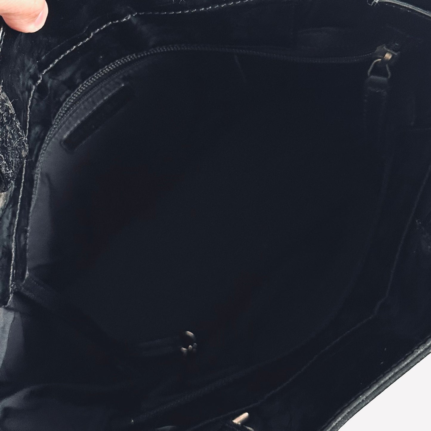 Chanel Black Paris Biarritz CC Monogram Logo Quilted Patent Leather Shopper Shoulder Tote Bag 13s