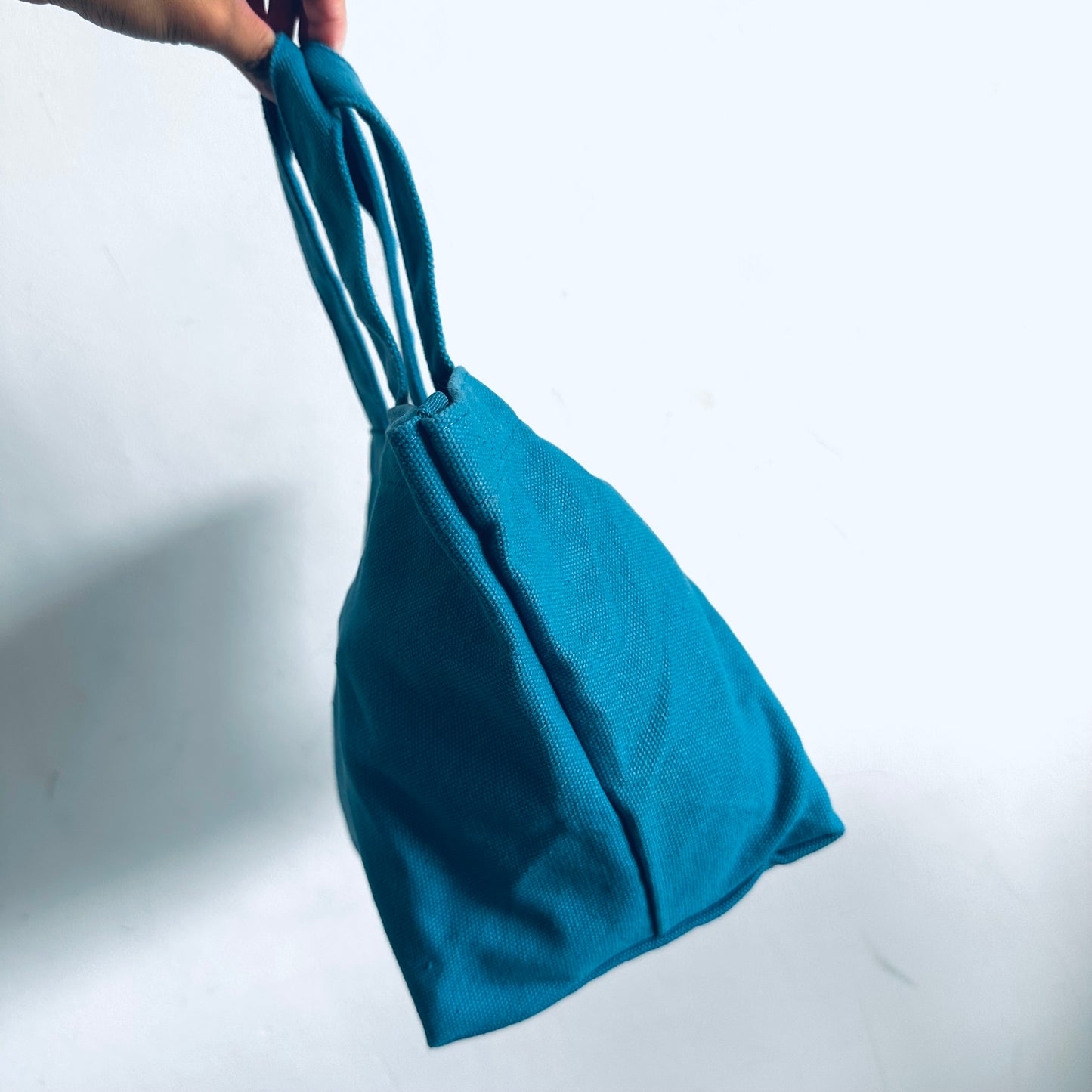 Prada Blue Classic Logo Bucket Shoulder Tote Bag