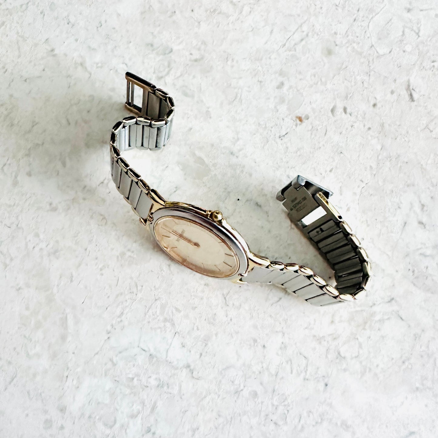 YSL Yves Saint Laurent Gold & Stainless Steel Round Monogram Logo Two Tone 30MM Quartz Watch