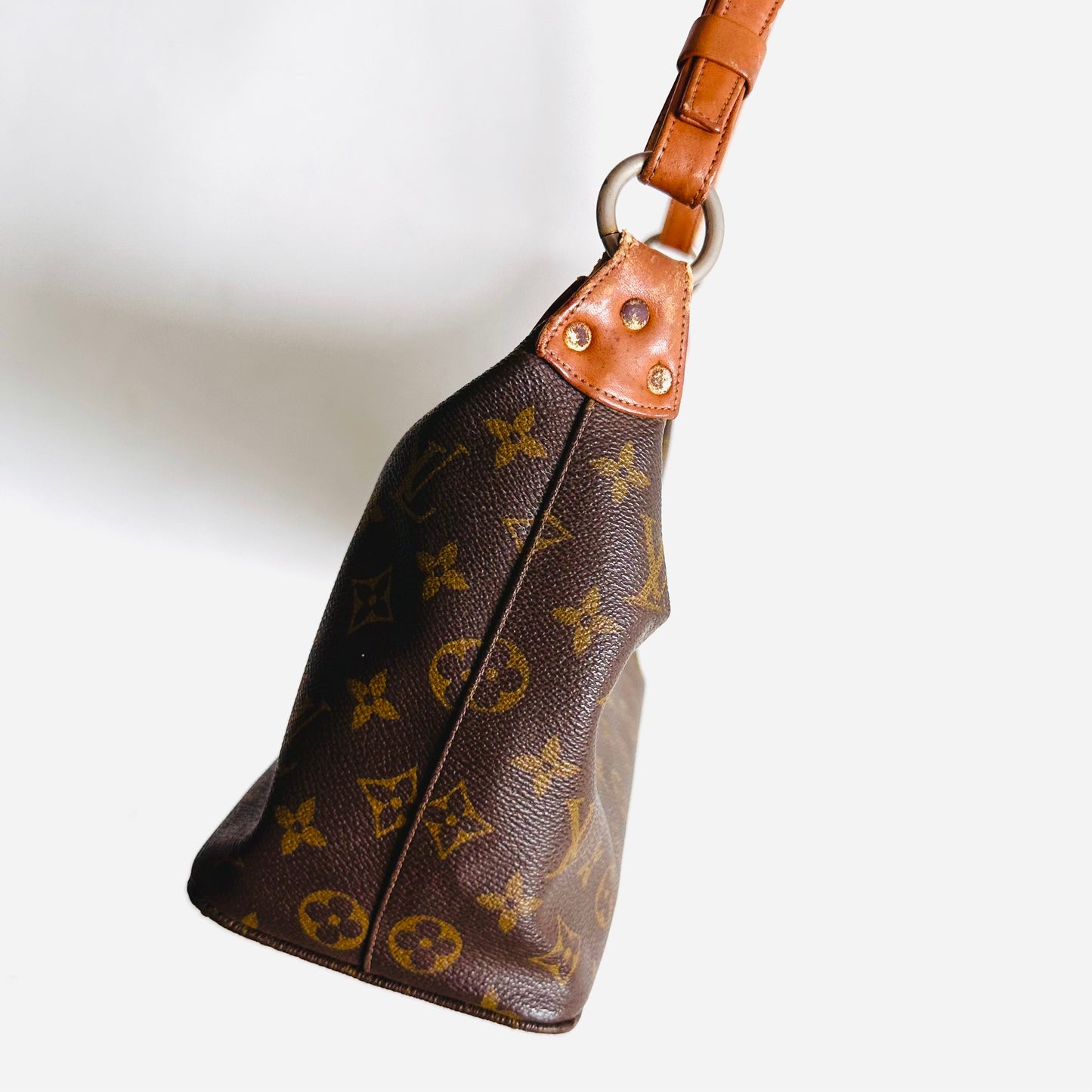 Louis Vuitton LV Boulogne Monogram Logo GHW Baguette Hobo Vintage Shoulder Sling Bag