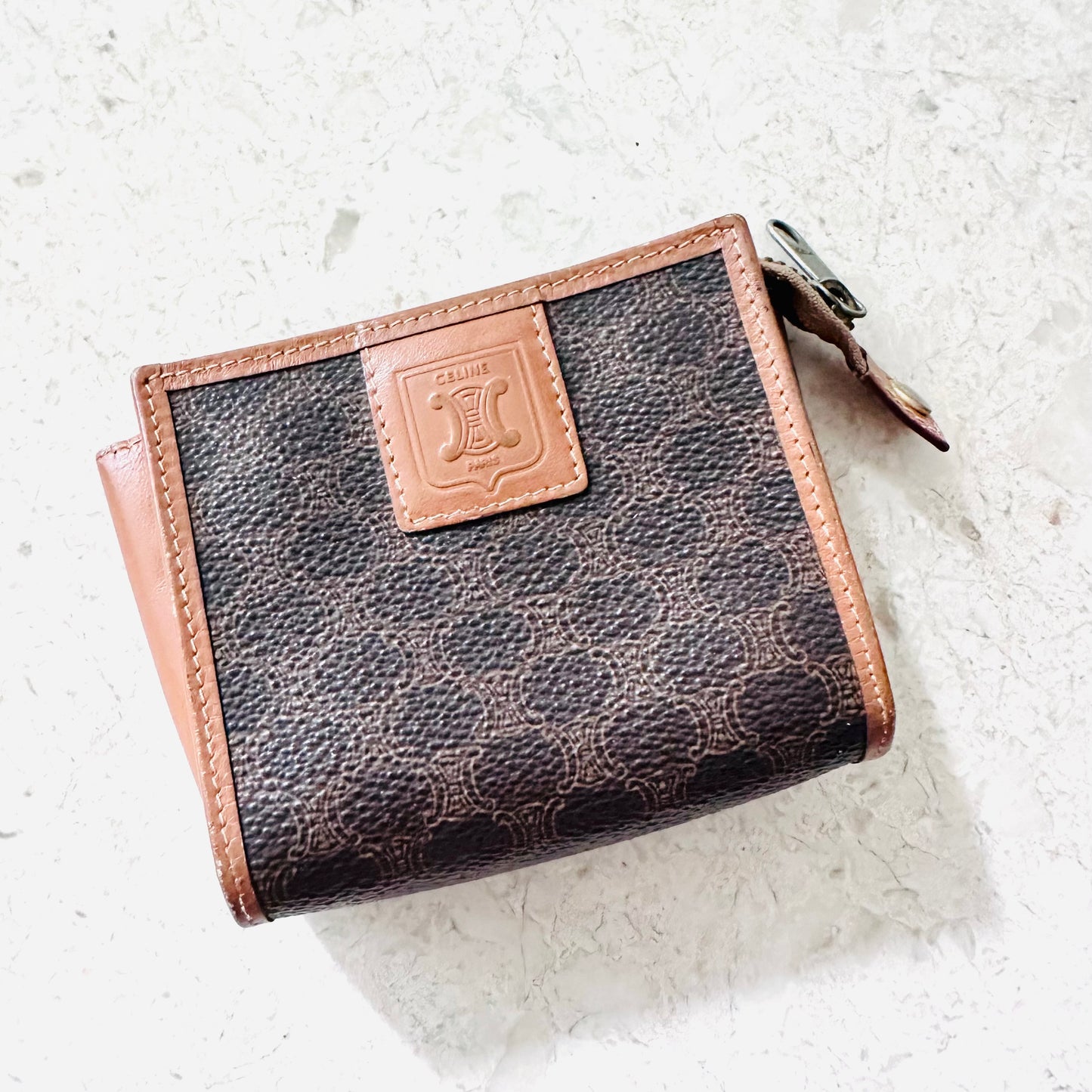 Celine Triomphe Macadam Monogram Logo Zip Pouch Case