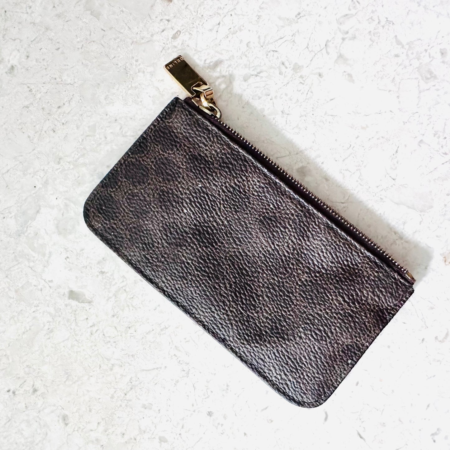 Celine Triomphe Macadam Monogram Logo Zip Coin Purse Pouch