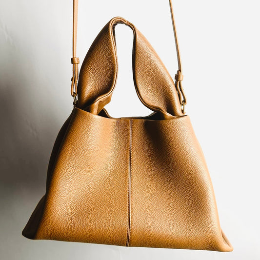 Polene Numéro Numero Neuf Camel Brown Taupe GHW Top Handle 2-Way Shoulder Sling Bag