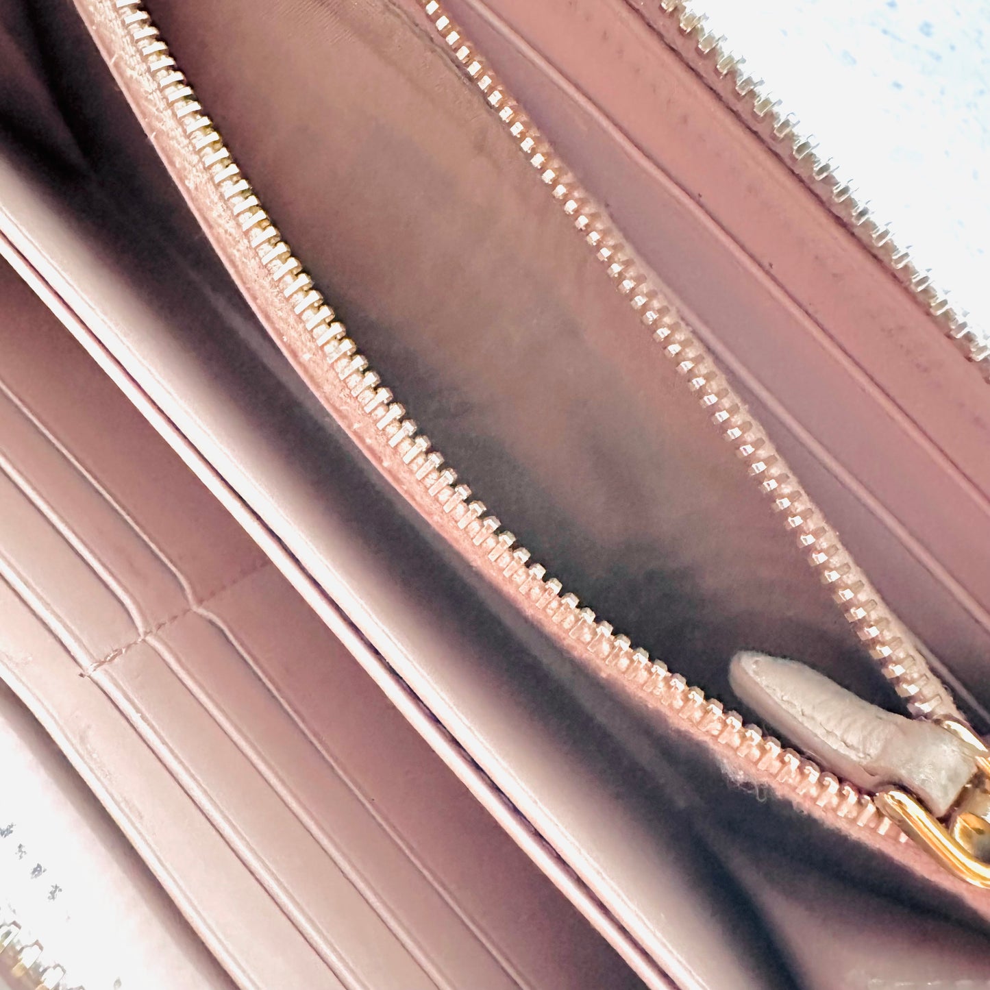 Prada Pink GHW Saffiano Leather Monogram Logo Zippy Continental Long Wallet