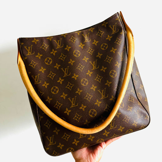 Louis Vuitton LV Looping Monogram Logo GHW Top Handle Hobo Baguette Shoulder Bag