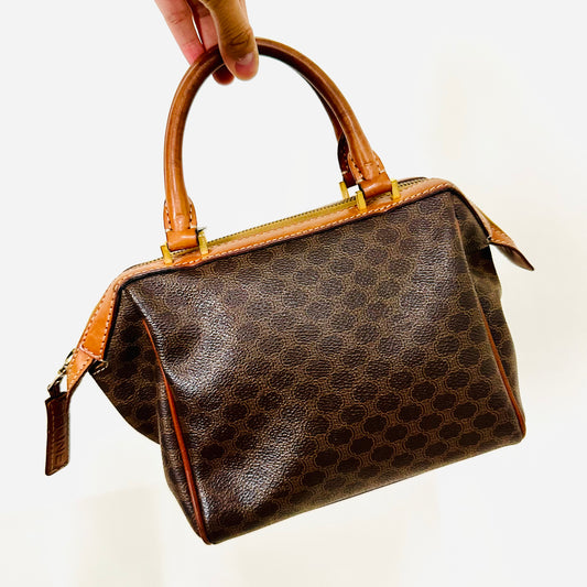 Celine Triomphe Macadam Monogram Logo GHW Mini Boston Speedy Top Handle Vintage Bag