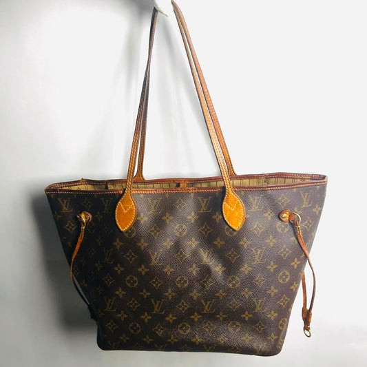 Louis Vuitton LV Neverfull MM Monogram Logo GHW Shoulder Shopper Tote Bag