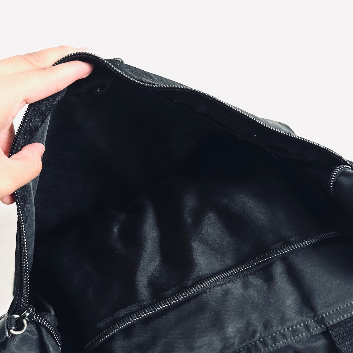 Prada Black Tessuto Classic Logo Nylon Shoulder Shopper Tote Bag