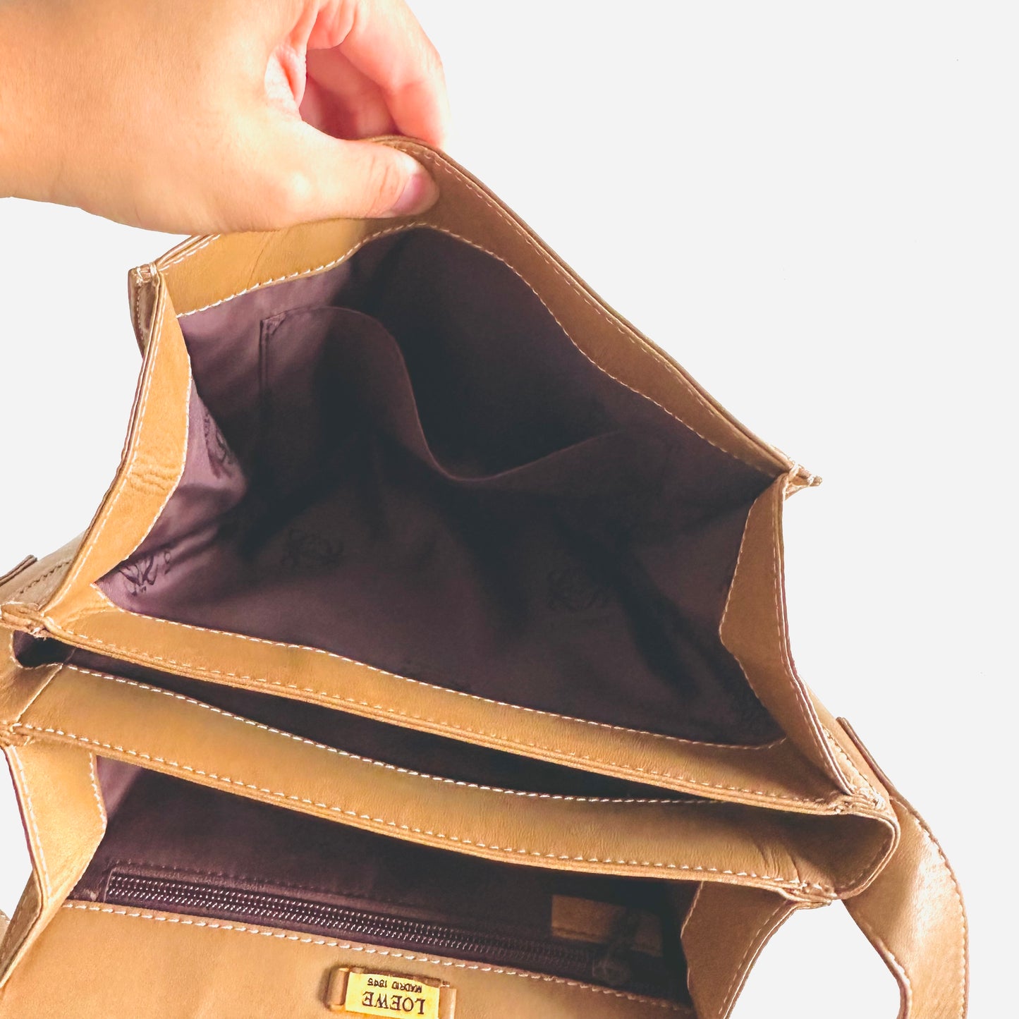 Loewe Caramel Tan Brown Giant Anagram Monogram Logo Nappa Leather Small Flap Shoulder Sling Bag