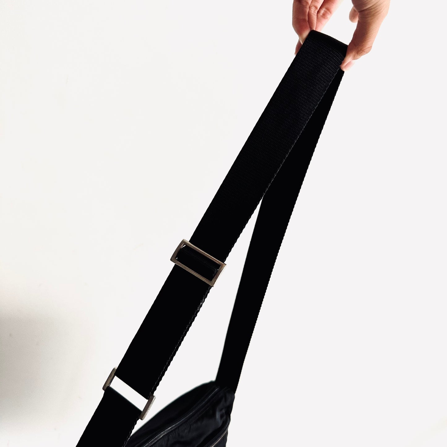Prada Black Vela Sport Logo Classic Nylon & Leather Shoulder Sling Camera Bag