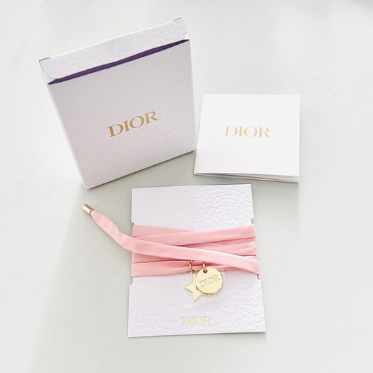 Christian Dior CD Pink GHW Velvet Monogram Logo Choker Necklace