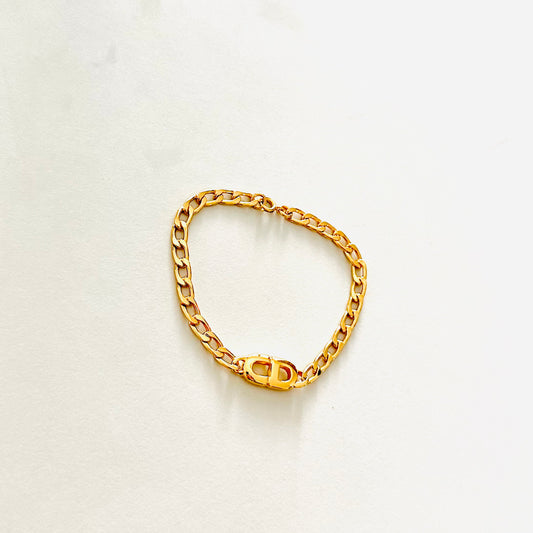 Christian Dior CD Chunky Signature Gold Giant Monogram Logo Bracelet