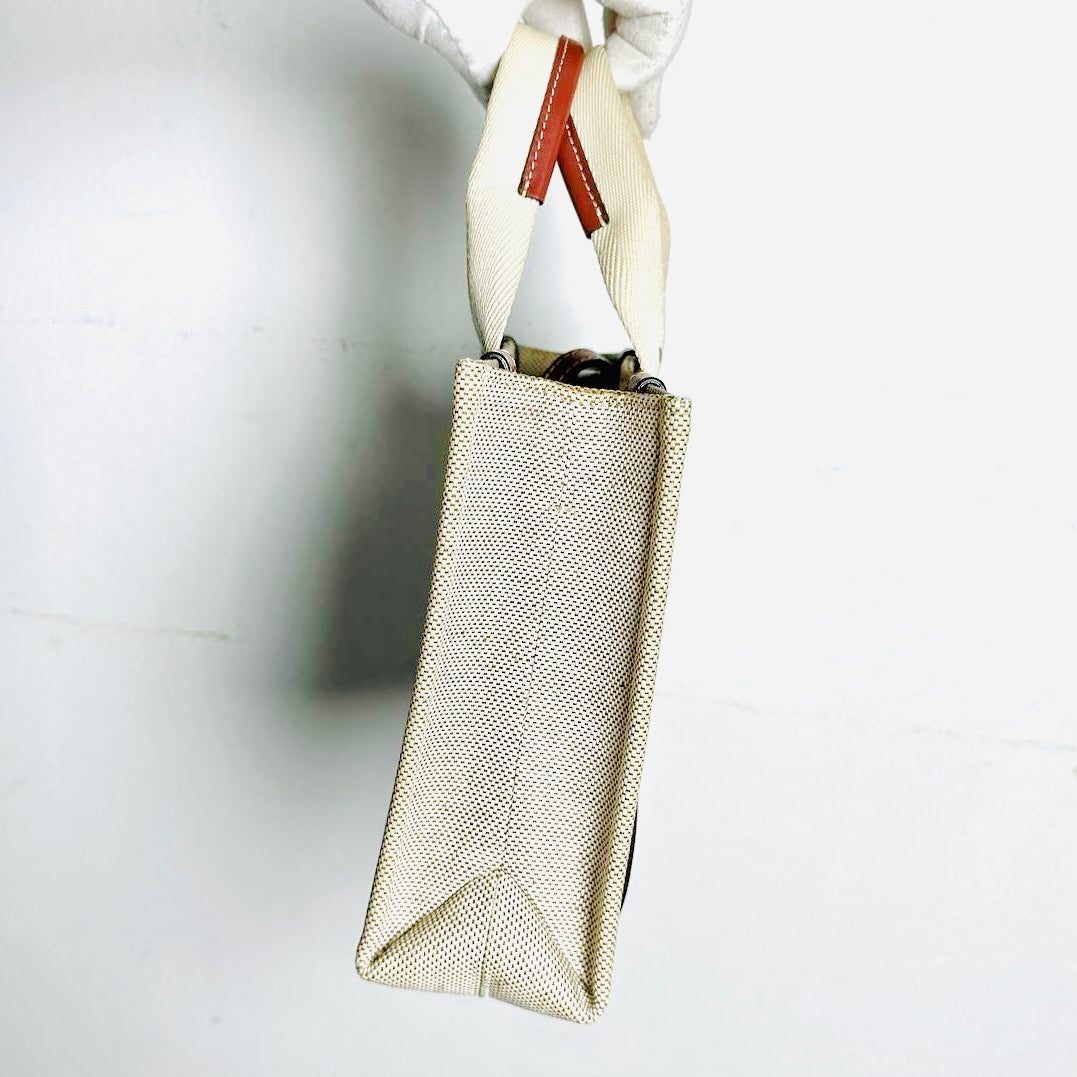 Chloe Woody Beige / Brown Monogram Logo 2-Way Small Shoulder Shopper Sling Tote Bag