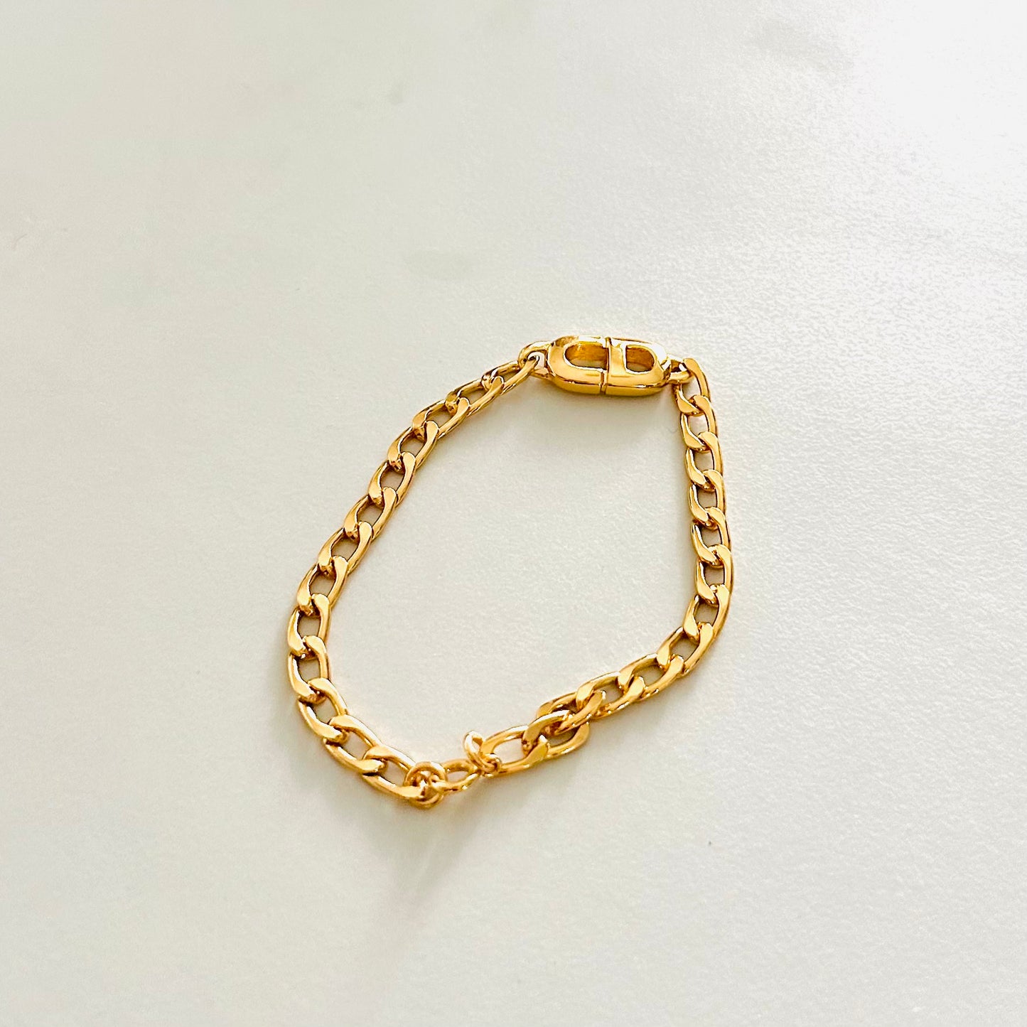 Christian Dior CD Chunky Signature Gold Giant Monogram Logo Bracelet