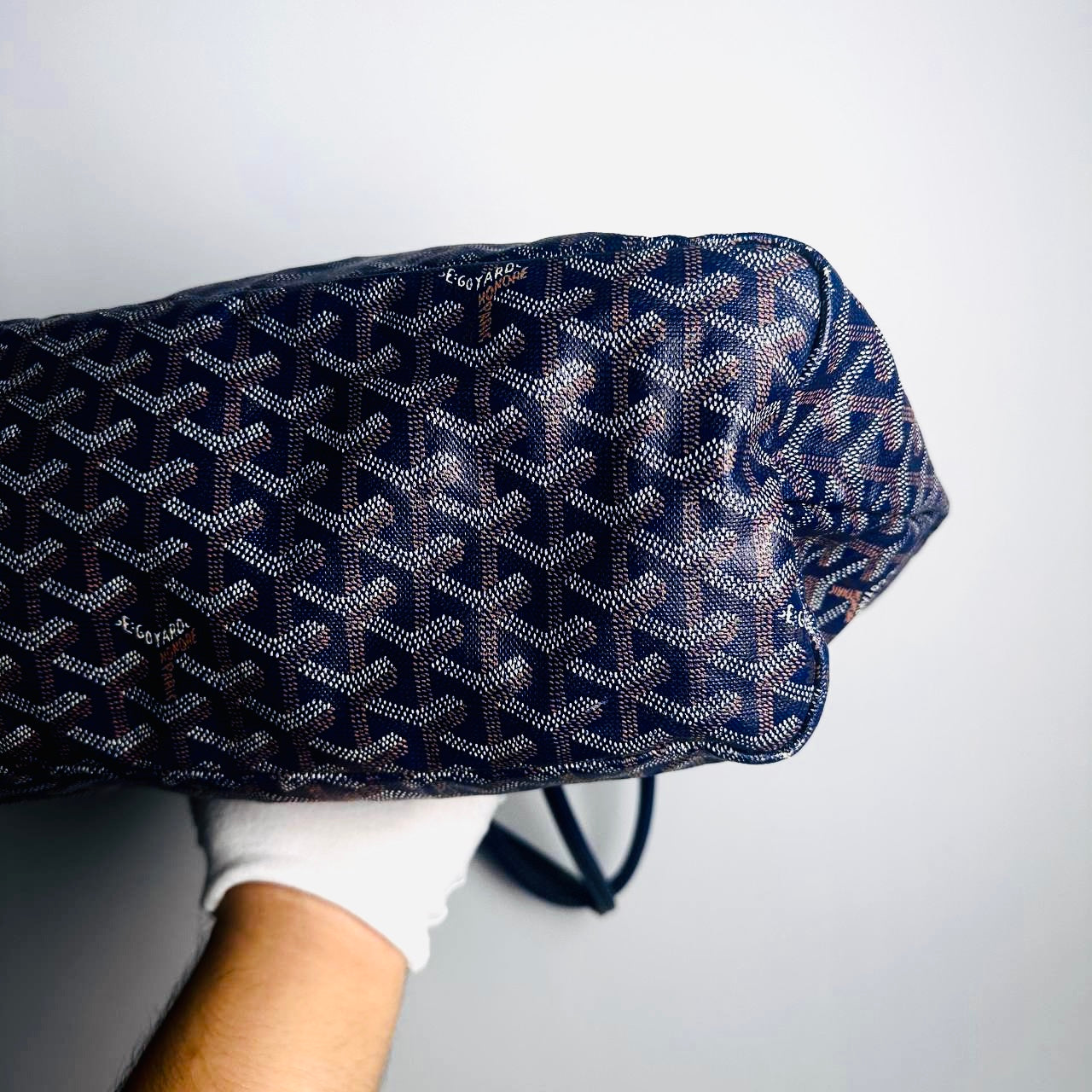 Goyard Navy Blue Saint Louis PM Monogram Shopper Shoulder Tote Bag With Pouch