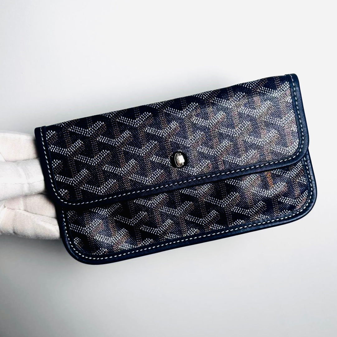 Goyard Navy Blue Saint Louis PM Monogram Shopper Shoulder Tote Bag With Pouch