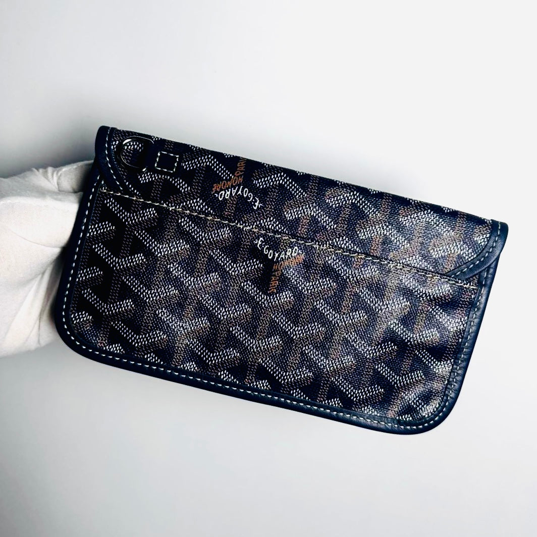 Goyard Navy Blue Saint Louis PM Monogram Shopper Shoulder Tote Bag With Pouch