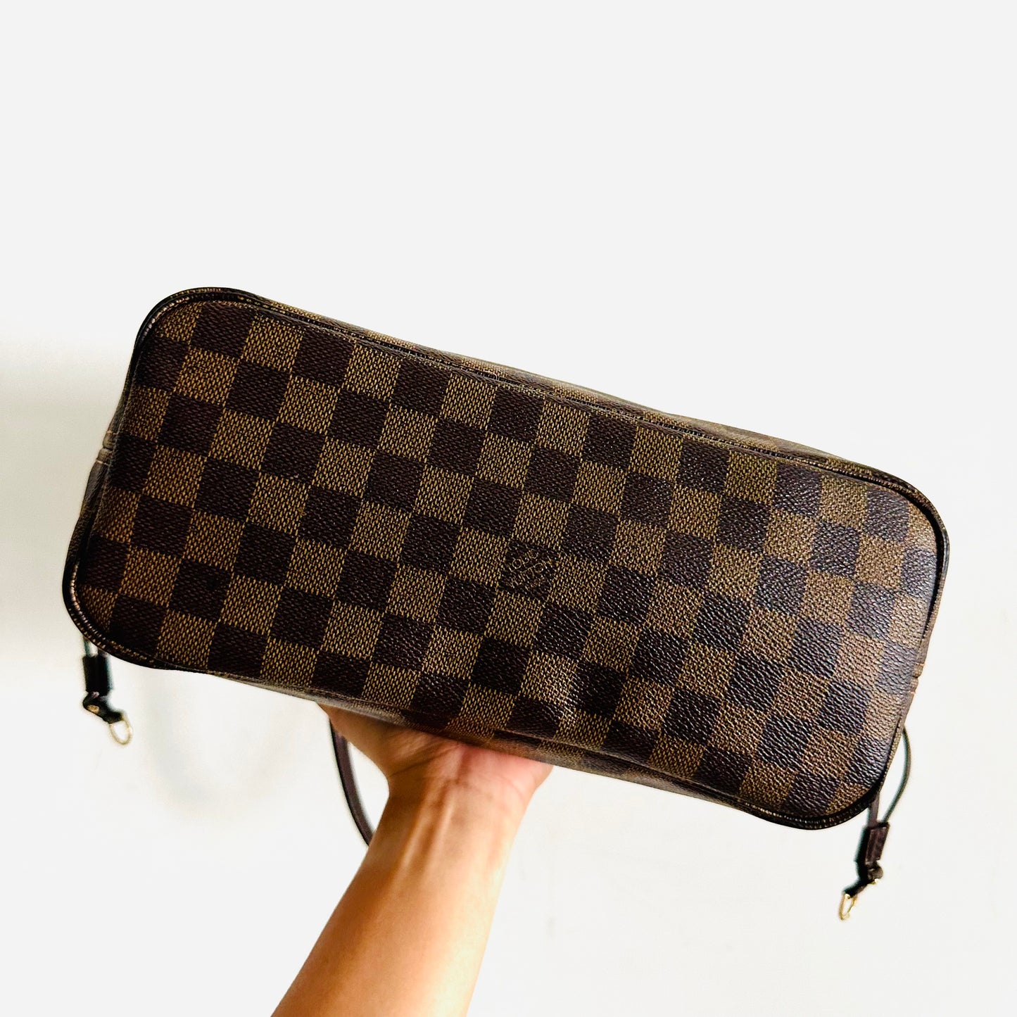 Louis Vuitton LV DE Damier Ebene Monogram Logo GHW Neverfull PM Shoulder Shopper Tote Bag