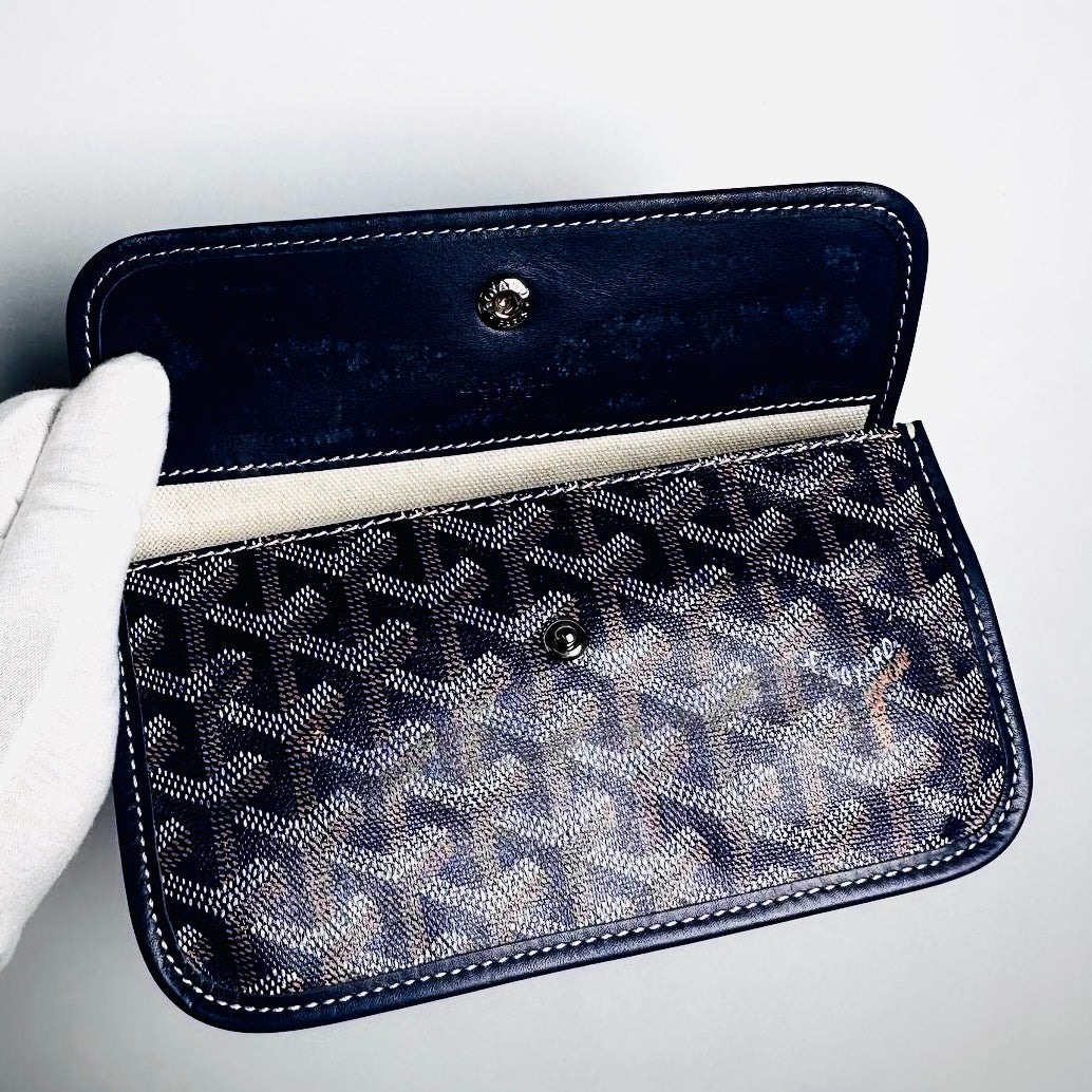 Goyard Navy Blue Saint Louis PM Monogram Shopper Shoulder Tote Bag With Pouch
