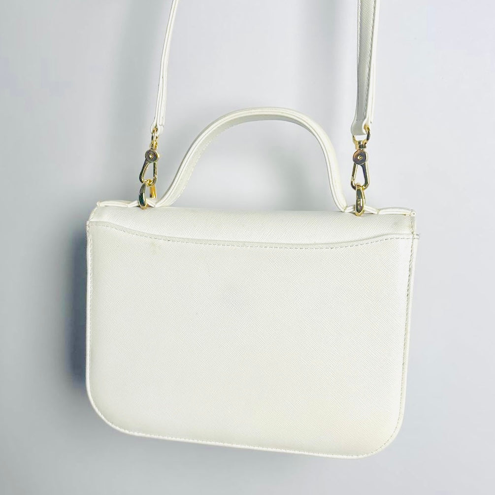 Givenchy White GHW Leather Classic Flap Logo 2-Way Shopper Shoulder Sling Top Handle Bag
