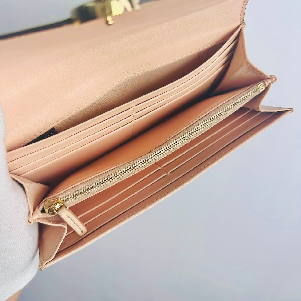 Fendi Blush Pink GHW Giant FF Monogram Logo F-Is Calfskin Leather Flap Long Wallet