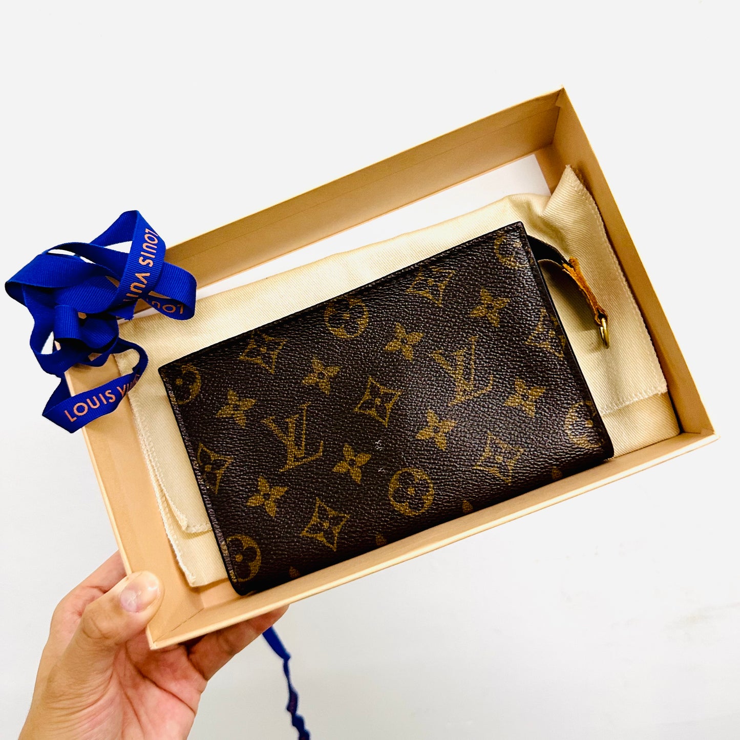 Louis Vuitton LV Monogram Logo GHW Small Toiletry Pouch 17 Case Clutch