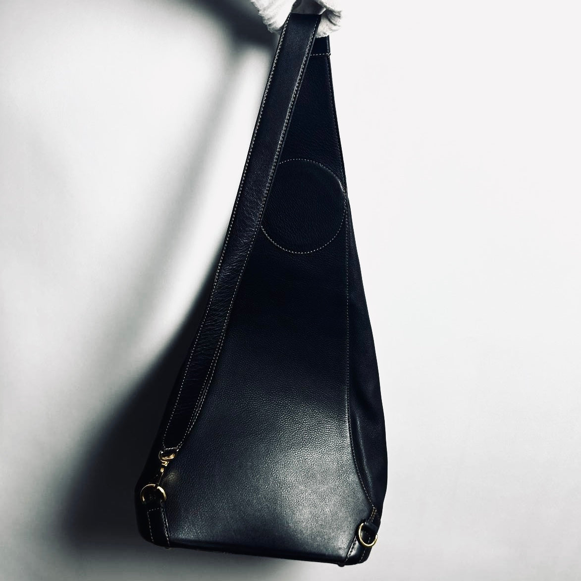Loewe Anton Black GHW Monogram Logo Leather Shoulder Sling Bag With Pouch